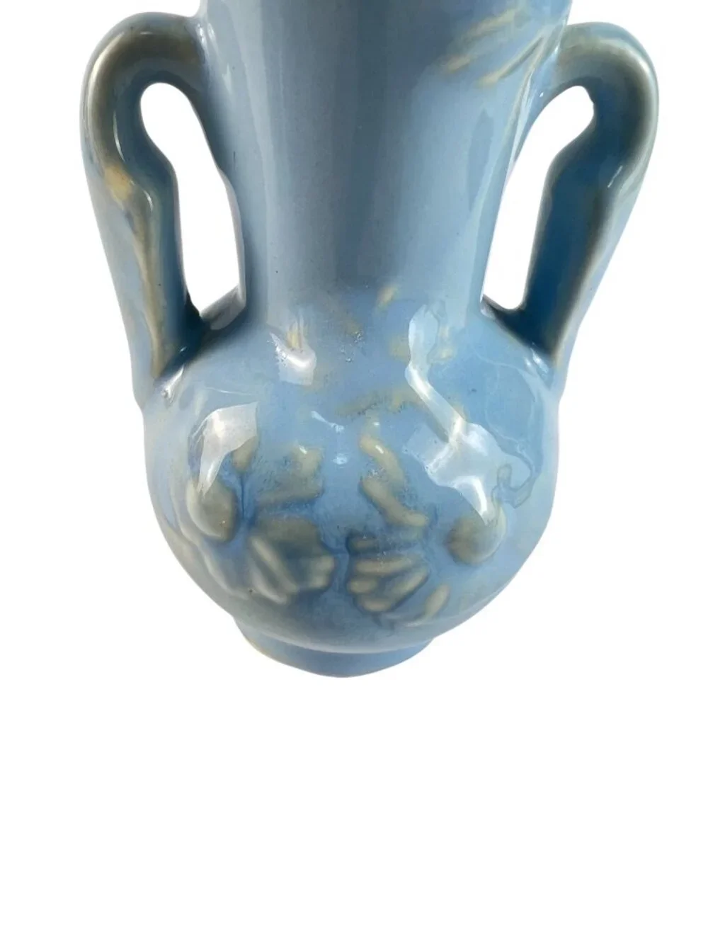 Vintage Shawnee Pottery Daisy Bud Vase, Pastel Blue Embossed Ceramic, 5